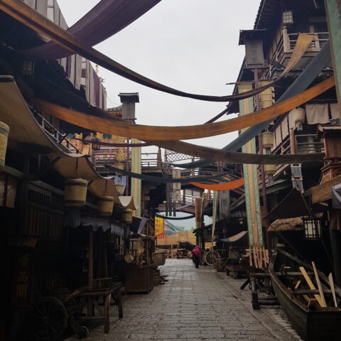 A shot of a street in the East Market in Chang'an. (Recreated on a film set as a part of the Xiangyang Tang dynasty Film City)